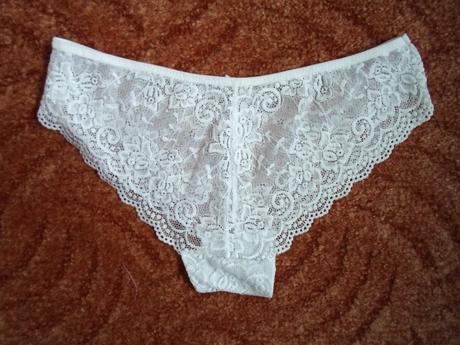 Bílé krajkové kalhotky brazilky, xl