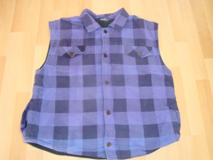 Vesta zateplená - károvaná, fialová, vel. l/xl, l