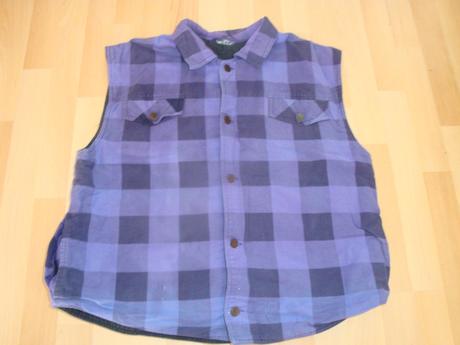 Vesta zateplená - károvaná, fialová, vel. l/xl, l