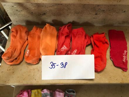 7 párů krátkých červeno-oranžových ponožek adidas, adidas,35