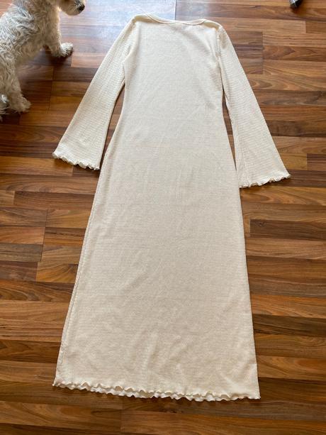 Krémové maxišaty, vel l/xl asi i méně, forever 21, l