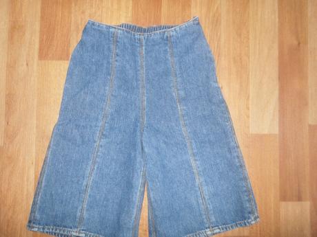 Riflová kalhotová sukně,širší kraťasy,3/4 kalhoty, 104