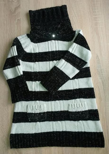 Pletené pruhované šaty vel. 116-122, 116