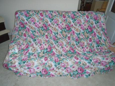 Potah povlak návlek na dvojgauč s područkou květy,