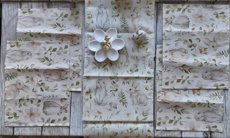 Velikonoční prostírání 4ks se zajíčky a květinami, 