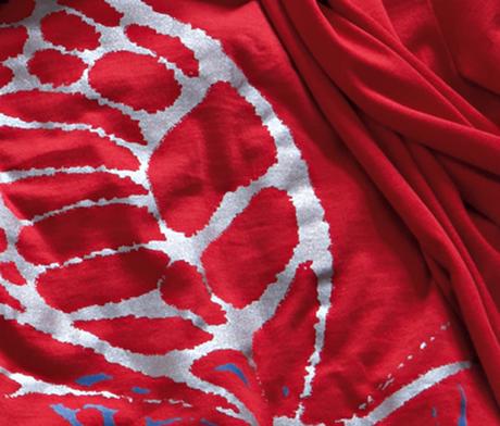 Motýlkové červené tričko tchibo + šála vel.122/128, tchibo,122 / 128