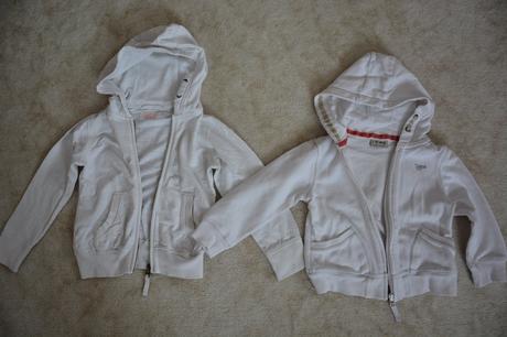 Dvě bílé mikiny na zip, next,104