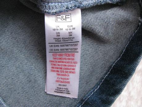 Džínová elastická šatovka v.2-3 měs., f&f,62