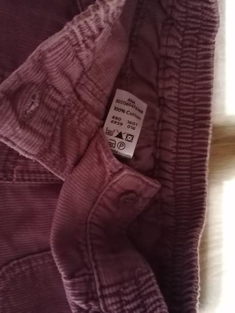 Fialové manžestráčky vel. 68 nebo 6-9 měs., george,68