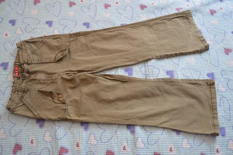 Khaki pohodlné elastické džíny plátěné kalhoty, 134