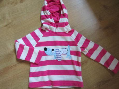 Fleasová pruhovaná mikina s pejskem, next,110