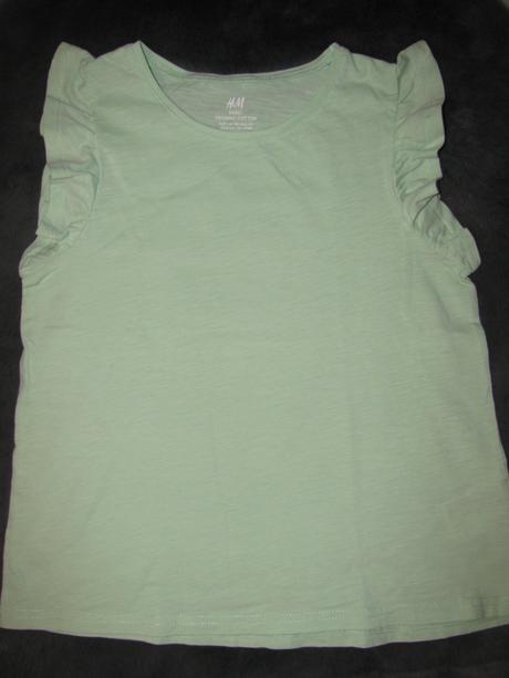 Světle zelené tričko s volánky h&m 134/140, h&m,140