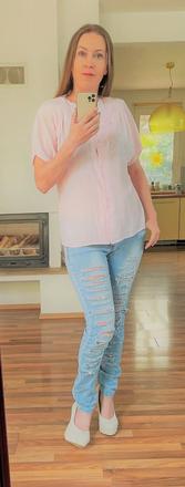 Růžová halenka s výšivkou, vel m, anne klein, s