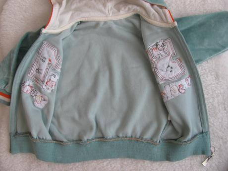 Krásná mátová velurová tepláková souprava s kapucí, 80