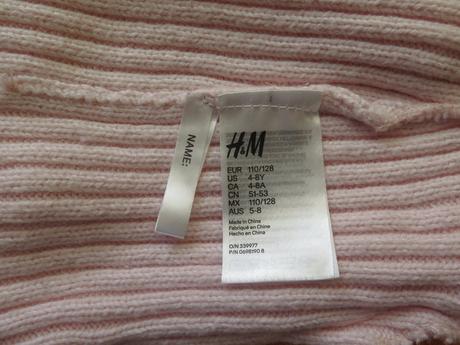 Čepice sv. růžová s ušima, h&m,110
