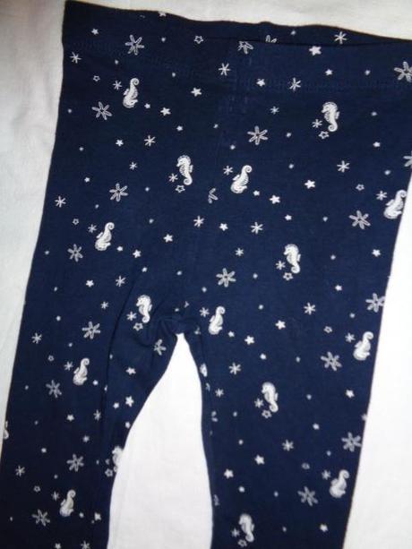 Luxusní tmavomodré legíny s mořskýma koníkama, lupilu,74