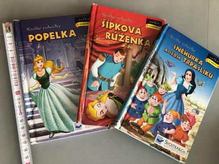 3 knížky pohádky na cesty popelka růženka sněhurka,