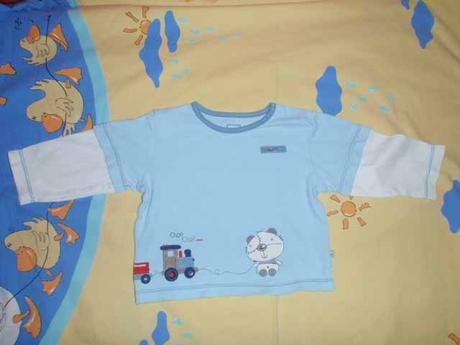 Sv. modré triko s aplikacemi, dl. rukáv, tu,74