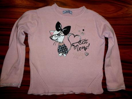 Kouzelný růžový přízový svetr s kočičkou, mayoral,104