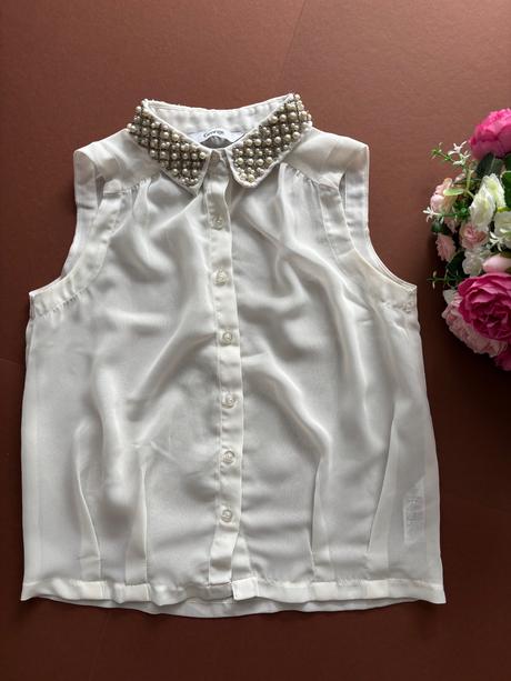 Košile bez rukávu s korálky šifonová - v.9/10 let, george,140
