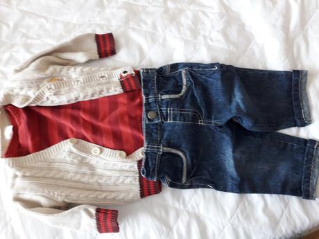 Komplet svetr + tričko + rifle, f&f,68