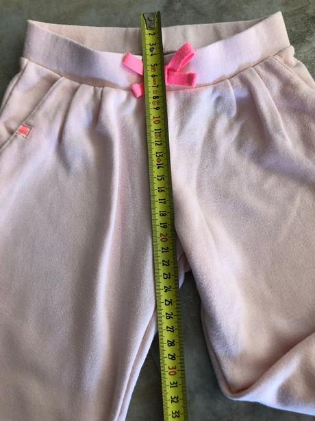 Růžové tepláčky hm srdce mašle kapsy 3-4roky 104cm, h&m,104