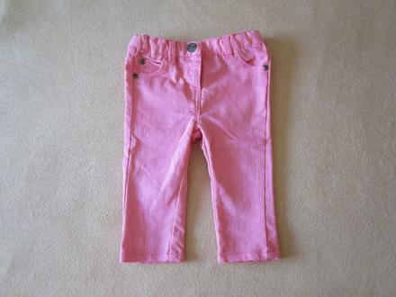 Pěkné růžové elast. bavl. kalhoty, vel. 67, vertbaudet,68