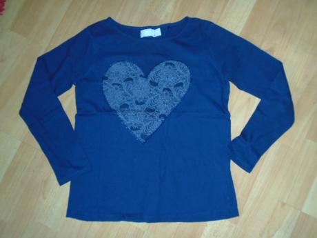 Tričko srdce třpytky vel 164 krajka, coolclub,164