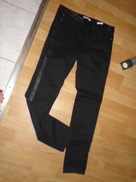 Kalhoty s koženkovými lemy vel 40, camaieu,40