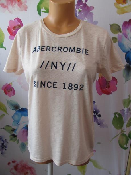 Dámské lněné sv.meruňkové tričko s nápisem, abercrombie&fitch,m
