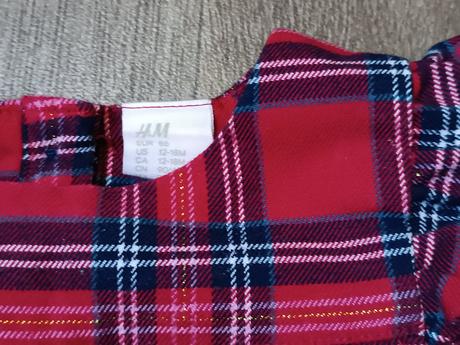 Kostkované vánoční šaty h&m, vel. 86 (12-18 měs), h&m,86