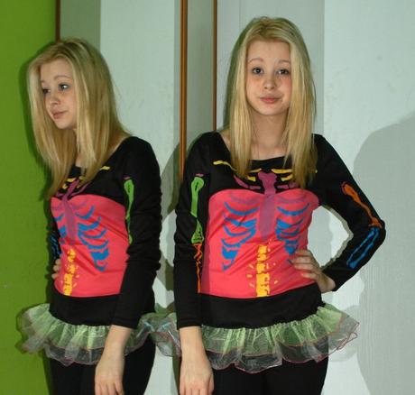 Karnevalové tričko s dlouhým rukávem kostlivka, 