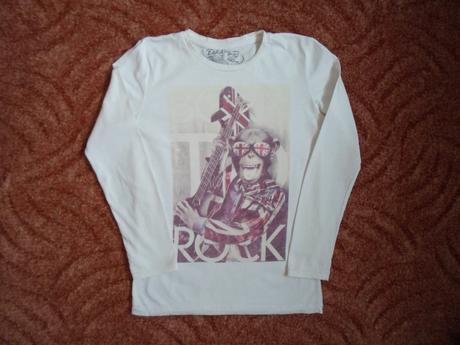 Bílé tričko triko dlouhý rukáv, zara,140