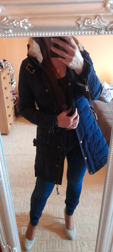 Zara luxusní péřová bunda s kožešinovým límcem, zara,s