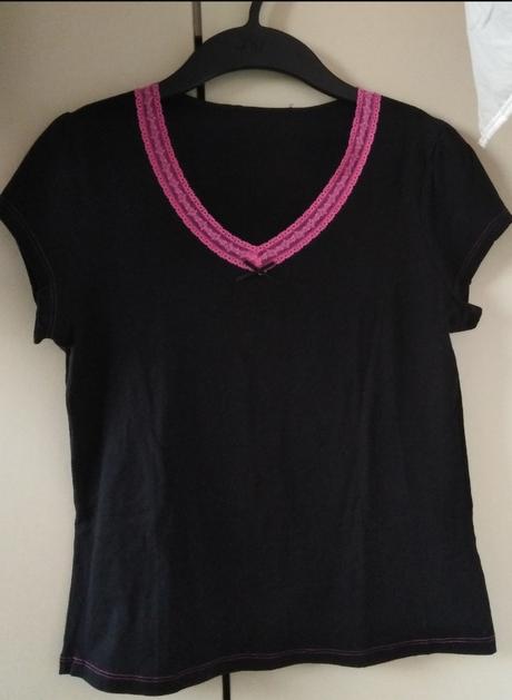 Černé tričko s krajkou m, m