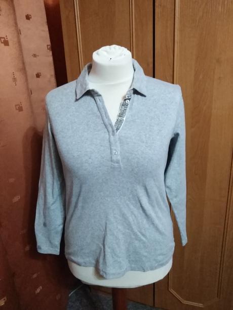 Šedé triko s kamínky, xl