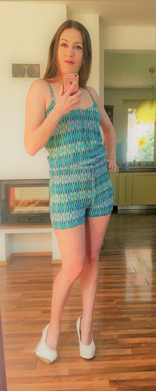 Modrý kraťáskový overal, vel m/l, ms, l