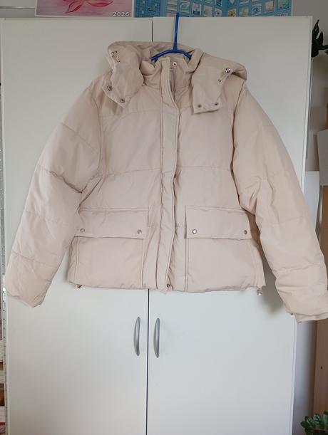 Puffer zimní bunda krémová, sinsay,42 / xl