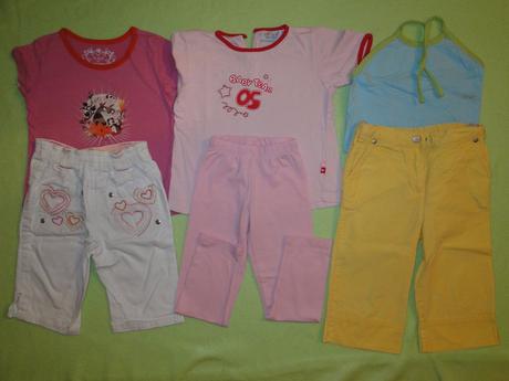 6ks legínky/ kalhoty/ kraťasy + 3/4 + trička v.98, 86–98