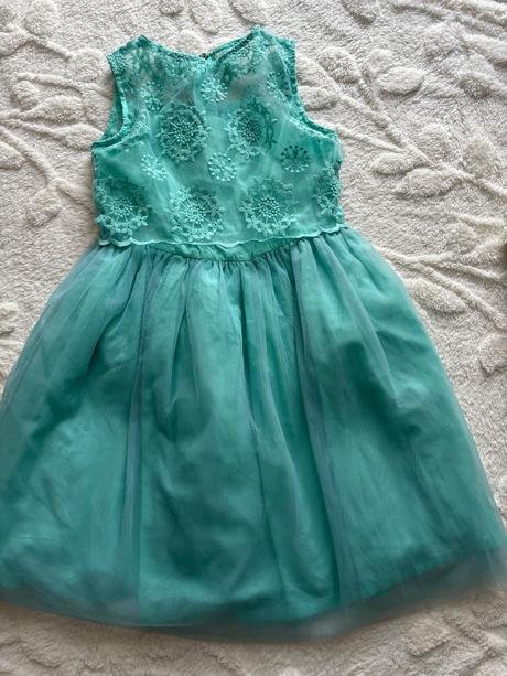 Ob/ šaty tyrkysový- v.7/8 let, 128