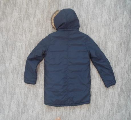 Modrá bunda bundička s kožíškem, h&m,152