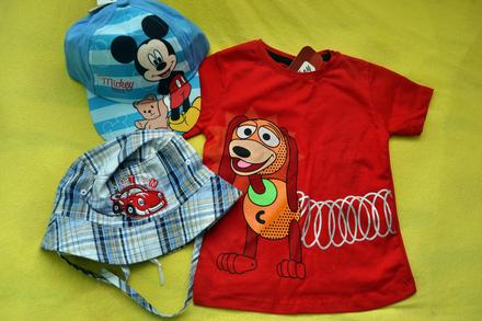 Letní set na 74-86,klobouček,tričko,kšiltovka, disney,74 / 80 / 86