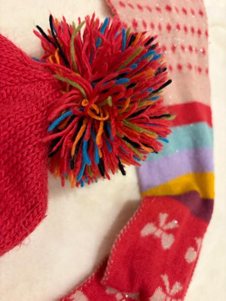 104/116 (růžová/vícebarevná) čepice a šála, h&m,104