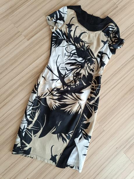 Béžovočernobílé šaty společenské 38/10, m