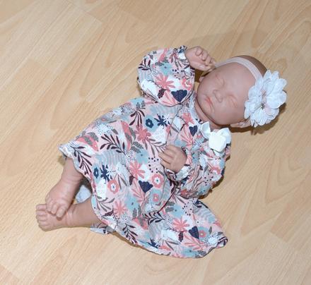 Šaty s dlouhým rukávem+čelenka s květem, 68