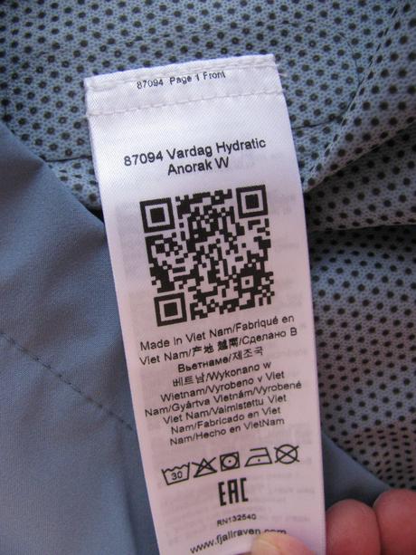 Dámská bunda do deště fjallraven vardag hydratic, l