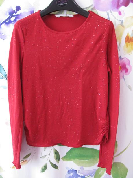 Dívčí vínová halenka s třpytkou, h&m,152