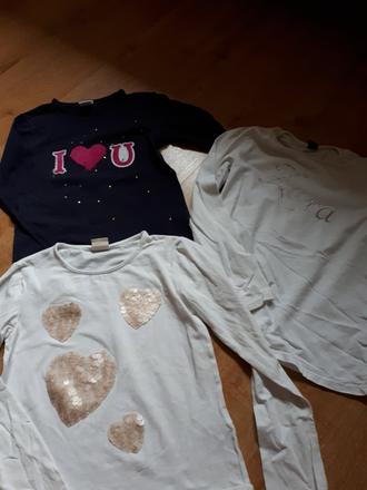3x značkové tričko s dlouhým rukávem, zara,134