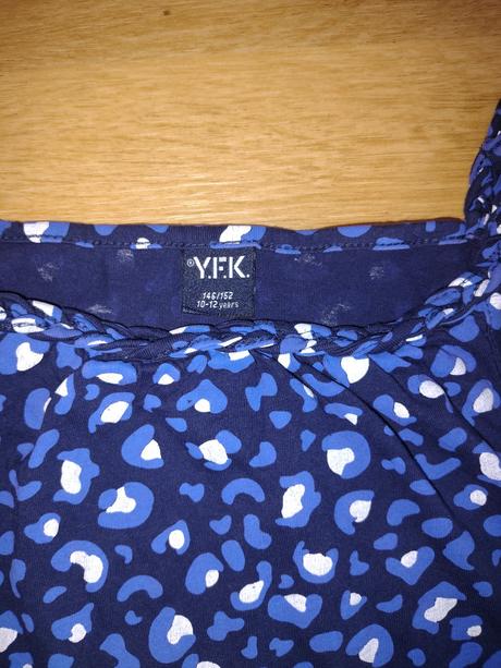 Dívčí top/tílko/triko 146/152 modrý leopard, 146