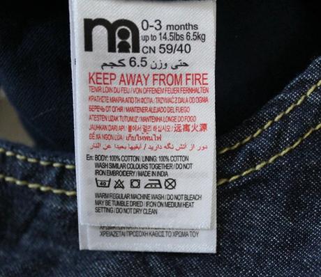 Džíny s laclem vel. 0 - 3 m, mothercare,62